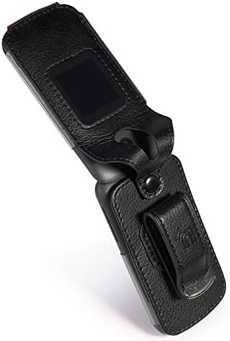 מקרה ל- Alcatel Smartflip/Go Flip 3, NakedCellphone [עור טבעוני שחור] כיסוי טופס עם טופס עם [הגנה על מסך